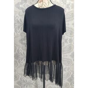 Torrid black top with swiss dot lace bottom trim top Size 2XL witchy goth emo